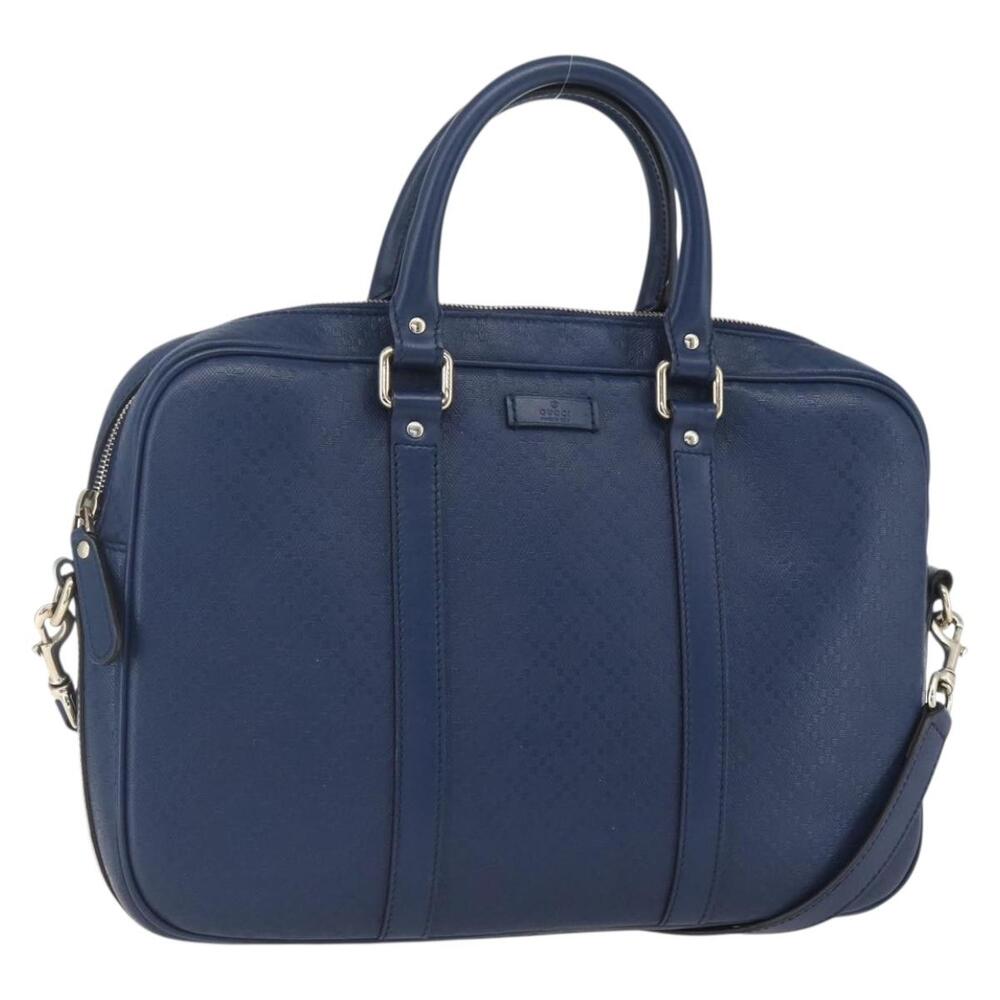 Gucci Hand Bag Pvc 2Way Navy Gold Auth #359431G60B